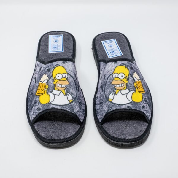 Zapatillas de casa Hombre Verano- Gris con Bordado de Simpsons