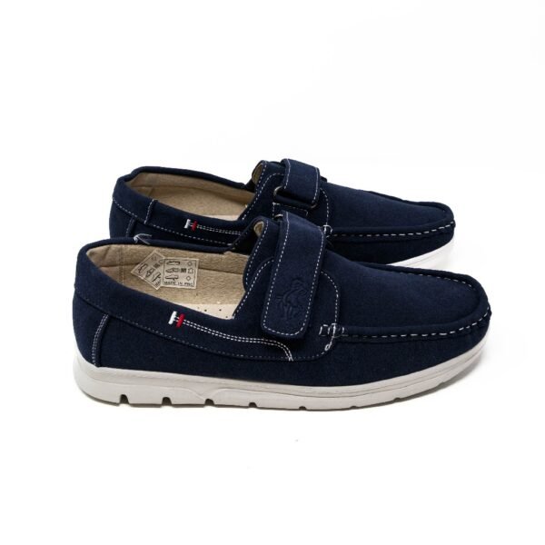 Zapato Mocasín de Hombre con Velcro- Zapato de Vestir Hombre Azul Mari