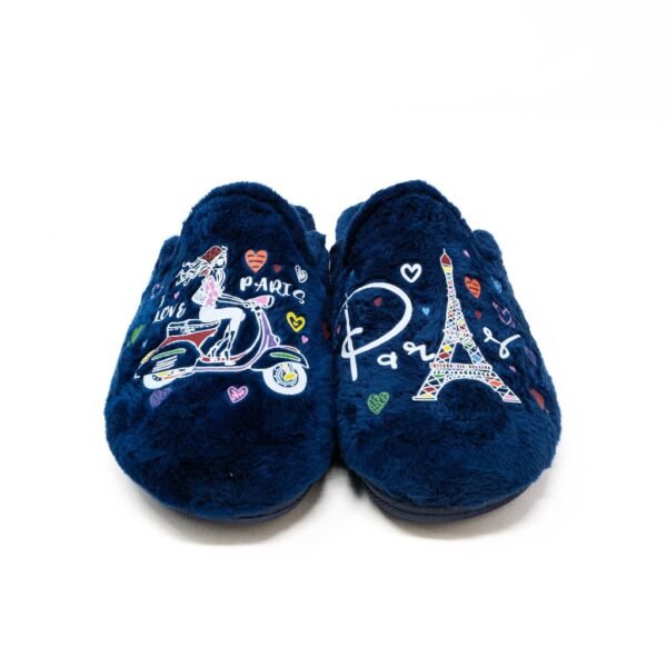 Alcalde- Zapatillas de Casa Mujer Invierno Abiertas- Azul Marino con B