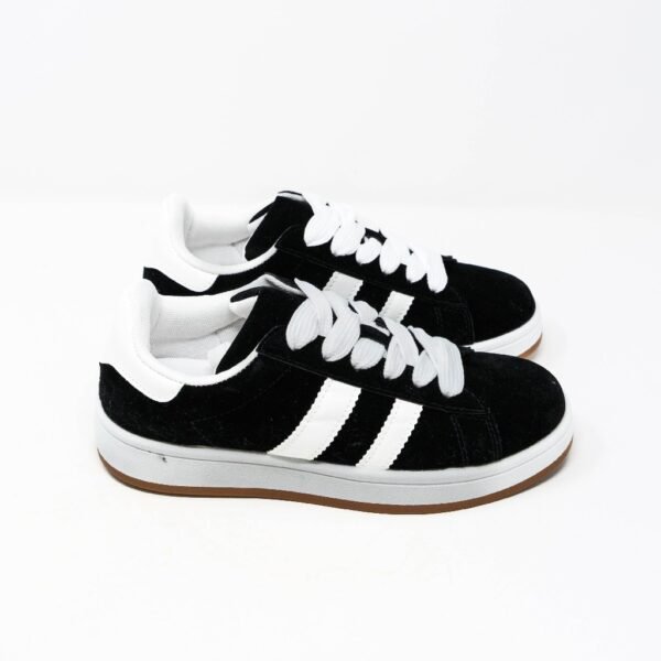 Zapatillas Deportivas de Mujer- Negras con Detalles en Blanco- Zapatil