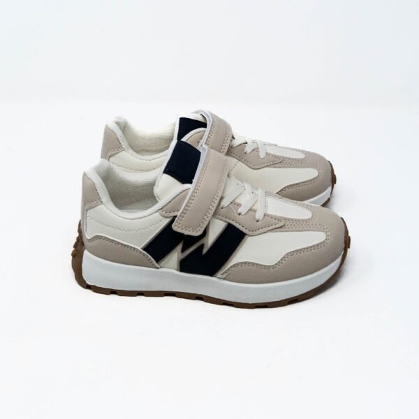Zapatillas Deportivas de Niño y Niña- Unisex- Beige con “N” en Azul Ma