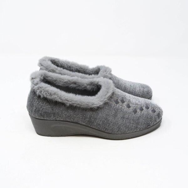 Natalia Gil- Zapatillas de Casa Mujer Invierno Cerradas- Gris con Forr