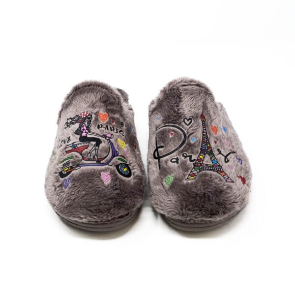 Alcalde- Zapatillas de Casa Mujer Invierno Abiertas- Beige Grisáceo co