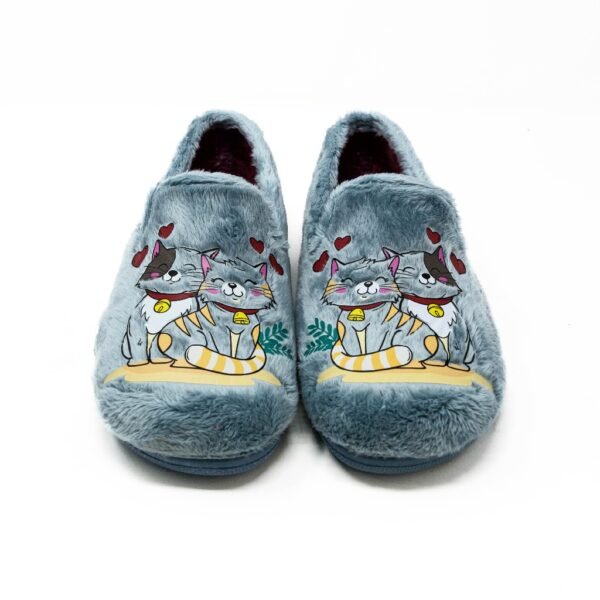 Alcalde- Zapatillas de Casa Mujer Invierno Cerradas- Azul con Bordado