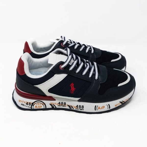 Zapatillas Deportivas de Hombre- Azul Marino con Detalles en Rojo- Zap