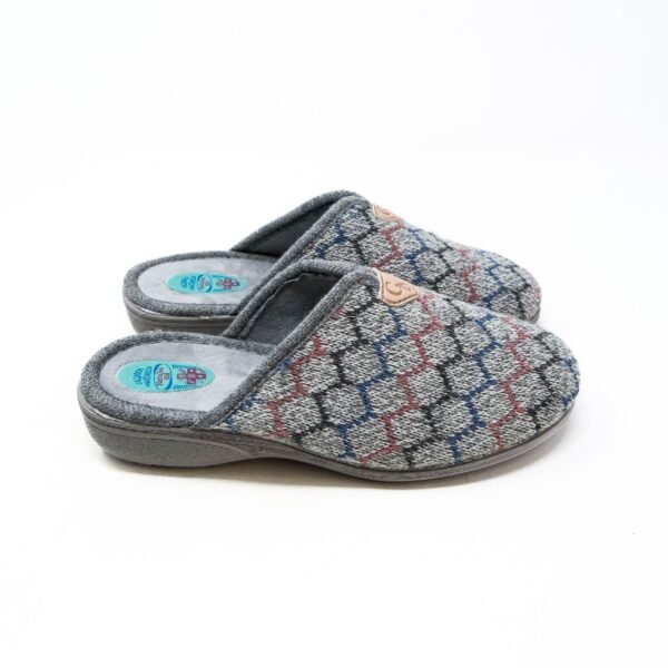 Natalia Gil- Zapatillas de Casa Mujer Invierno Abiertas- Gris con Deta
