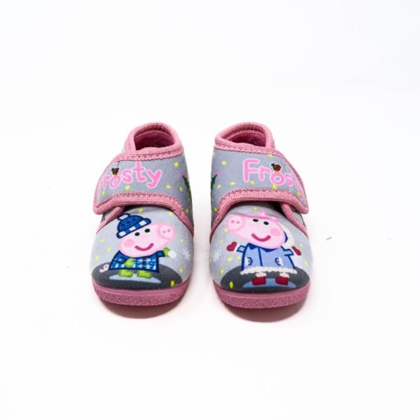 Alcalde- Zapatillas de Casa Niña Invierno Cerradas- Gris y Rosa con Bo